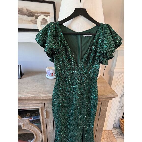 Faeriesty Green Sequin Mermaid Dress with Side Slit Size XSmall - Picture 2 of 13